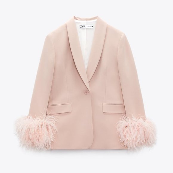 Zara Jackets & Blazers - STRAIGHT CUT FEATHER BLAZER